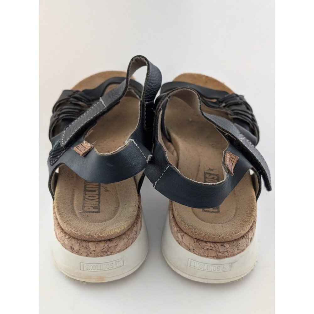 Pikolinos Women's Palma W4N Black Leather Wedge Sandals Size 7 - 7.5 - Picture 4 of 11